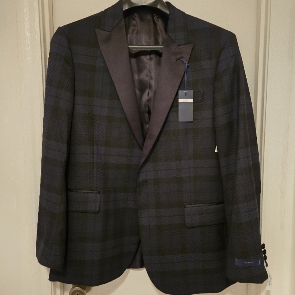 Stafford Black and Green Plaid Blazer